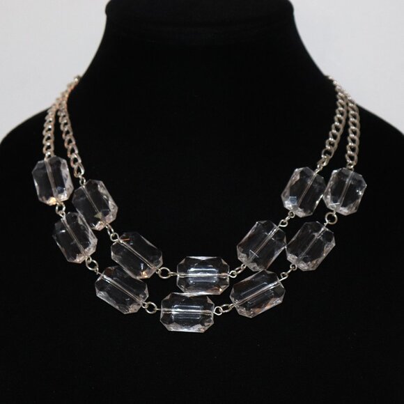 ❄️💎 Silver & Clear Beaded Statement Necklace · 17–20" Adjustable · NWT Macy’s - Picture 1 of 7